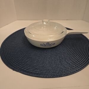 Corningware White Dish with Blue Accents